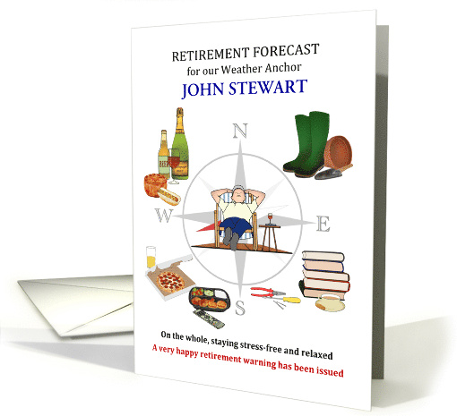 Forecast for Male Weather Anchor Happy Retirement Warning Issued card