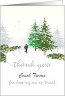 Thank You Track and Field Coach Man Running Country Road in Winter card