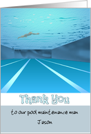 Thank You Pool Maintenance Man View Within Depths of Pool Swimmer card