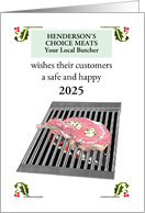 Butcher to Customers Custom New Year Name Ribeye Steak on Charcoal card