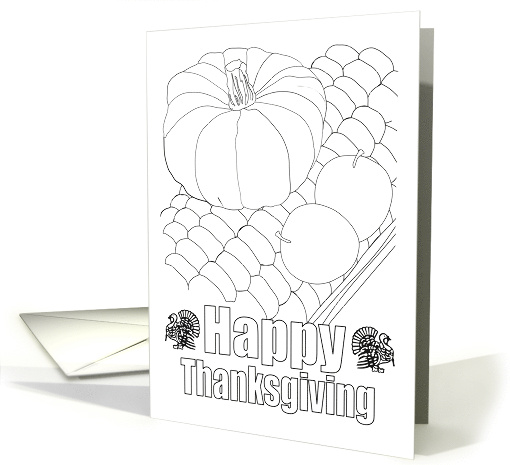 Thanksgiving Pumpkin Apples Turkey Corn Coloring card (1715212)