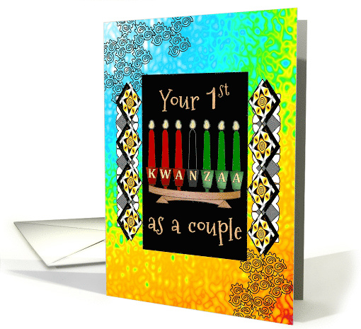 1st Kwanzaa as Newlyweds Seven Candles Abstract Design... (1716152)