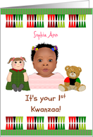 Under 1 Year Old Baby Niece’s 1st Kwanzaa Cute Little Girl Doll Teddy card