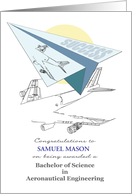 Obtaining BSc Aeronautical Engineering Paper Plane Technical Drawing card