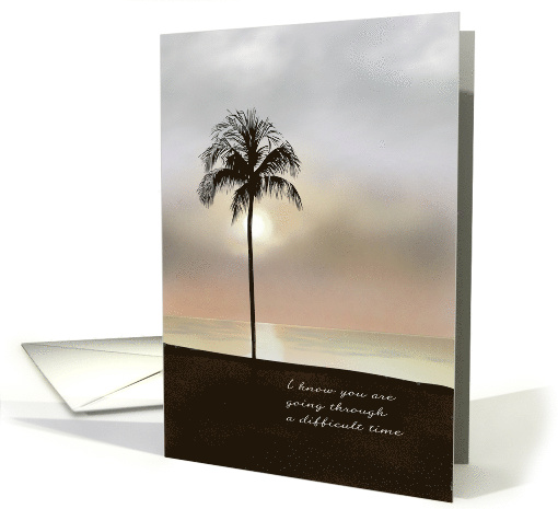 Support for Divorced Lone Coconut Tree on Beach Evening Sky card