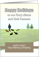 Happy Holidays to Furry Clients from Dog Walking Company Custom card