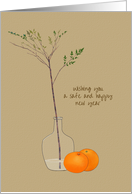 Safe Happy New Year Foliage Stem in Vase Orange Tangerine card