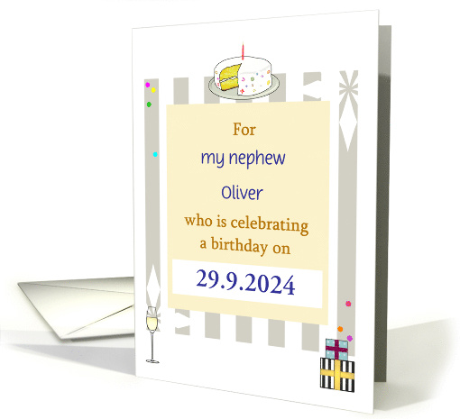 Date Specific Birthday Cake Champagne Gifts Custom Name and Date card