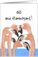 60th Birthday Pat of Flamingos Custom Age card