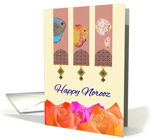 Norooz Missing You Persian New Year Colorful Fish Scrolls Roses card