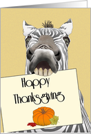 Thanksgiving Zebra Holding Greeting card