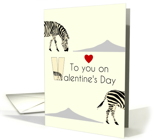 Valentine's Day Zebra Profiles Silhouette of Mountain card (1724824)