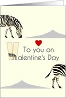 Valentine’s Day Zebra Profiles Silhouette of Mountain card