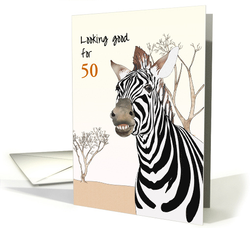 Custom Birthday Smiling Zebra out on Open Flat Land card (1726558)