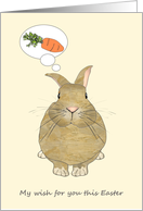 Bunny with Carrot Wishes for Easter card