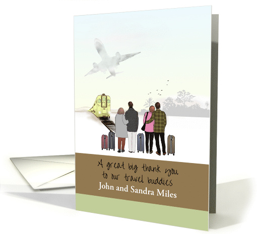 Thank You to Middle Age Couple Travel Buddies Plane Train card