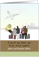 Thank You to Middle Age Couple Travel Buddies Plane Train card
