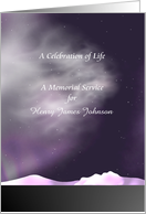 Invitation Celebration of Life Memorial Service Stars in Night Sky card