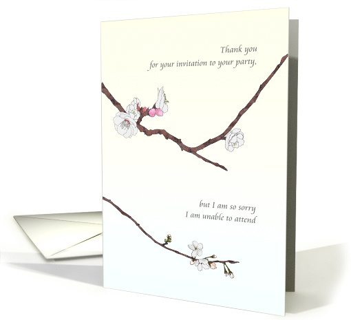 Apology Unable to Attend Party Invitation White Blossoms... (1727882)