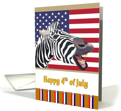 4th of July Happy Zebra and Stars and Stripes card (1728484)