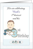 Invitation 3rd Birthday Upsherin Party Boy and Cookies Custom card