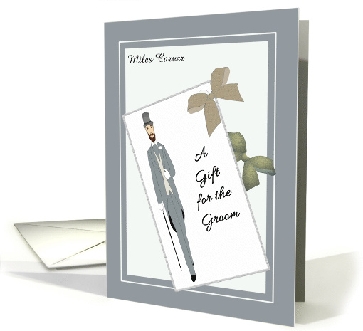 Wedding Gift for Groom Gift Tag Drawing of Groom in Fine... (1730038)