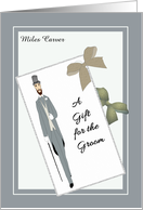 Wedding Gift for Groom Gift Tag Drawing of Groom in Fine Attire Custom card