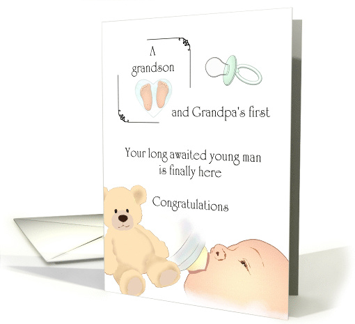 Becoming Grandpa to Long Awaited First Grandson Baby Feeding card