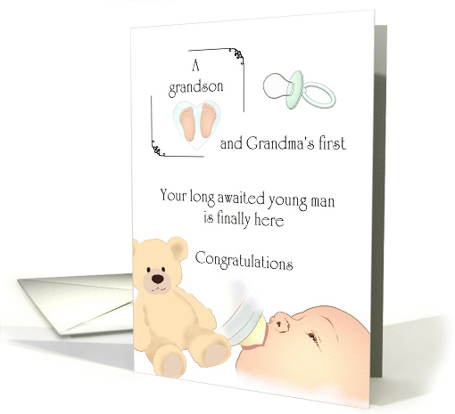 Becoming Grandma to Long Awaited First Grandson Baby Feeding card