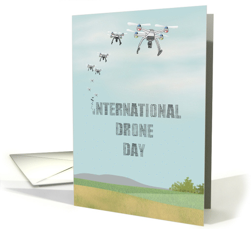 Drones Forming the Message International Drone Day In The Sky card