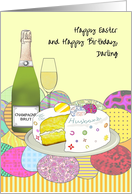 For Husband Celebrating Birthday on Easter Champagne Cake Eggs card
