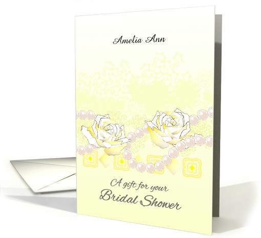 Roses String of Pearls Abstract Design Bridal Shower Gift Custom card