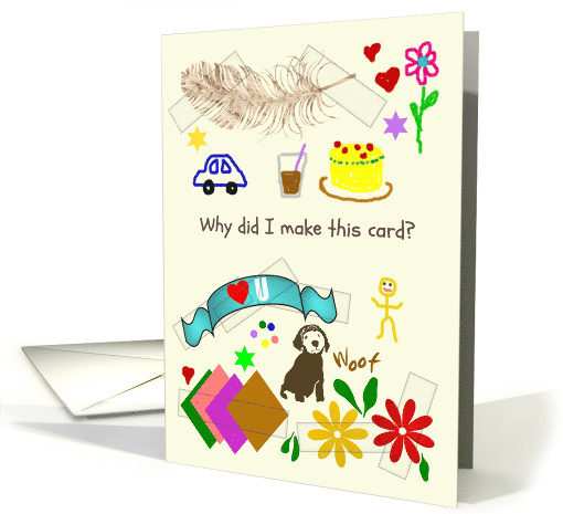 World Card Making Day Child's Drawing And Colored Cut Outs card