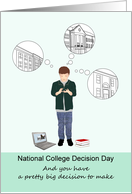 National College Decision Day Young Man Mulling Over College Options card