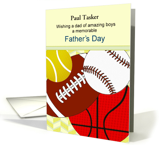 Father's Day For Dad Of Boys Sports Theme Ball Games card (1733242)