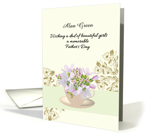 Father's Day For Dad Of Girls Cup Of Delicate Purple Flowers card