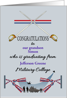 Military College Graduation Crossing Swords Custom Relation Name card