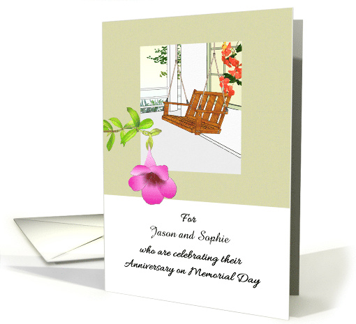 Anniversary On Memorial Day Porch Swing By Side of House Custom card
