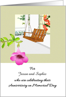 Anniversary On Memorial Day Porch Swing By Side of House Custom card