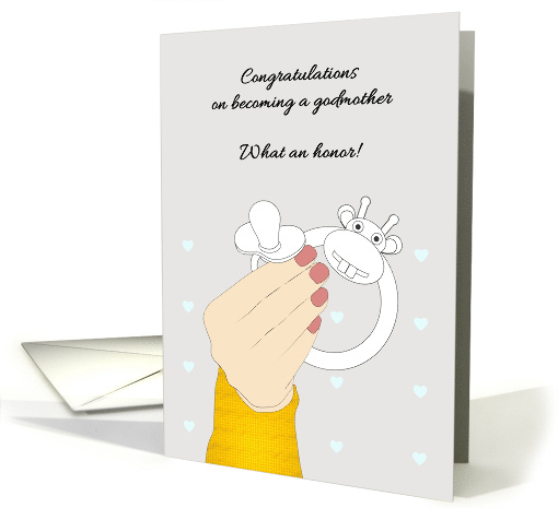 Becoming Godmother Lady's Hand Holding Teething Ring And Pacifier card