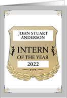 Congratulations Intern Of The Year Award Custom Name Year on Plaque card