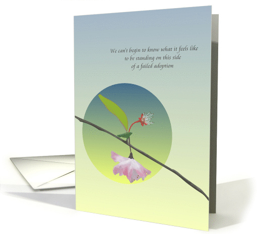 Failed Adoption Lone Flower and Leaves on Twig Encouragement card
