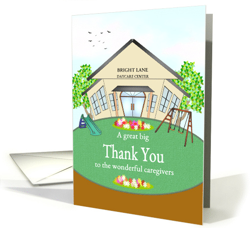 Thank You Caregivers Children Daycare Center Custom Center Name card