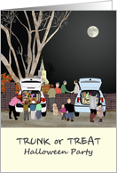 Trunk Or Treat Halloween Party Invitation People And Cars Parking Area card