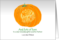 Halloween Granddaughter And Partner Cartoon Pumpkin Custom card