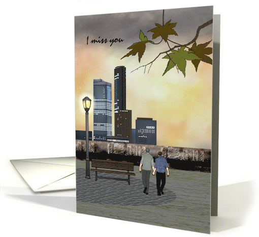 Gay Couple Miss You Couple Strolling Beautiful Evening... (1744842)