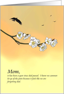 For Mom 1st Anniversary Dad Passing Birds Flying Orange Dawn Sky card