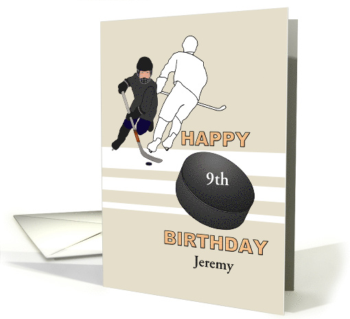 Custom 9th Birthday Ice Hockey Theme Players On The Ice card (1747536)