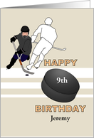 Custom 9th Birthday Ice Hockey Theme Players On The Ice card