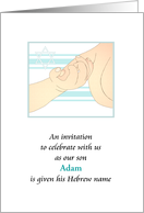 Invite Jewish Baby Boy Naming Ceremony Baby Holding Parent’s Finger card